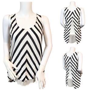 #T176 Red Haute Sheer Panel Back Stripe Tank SZ M $89
